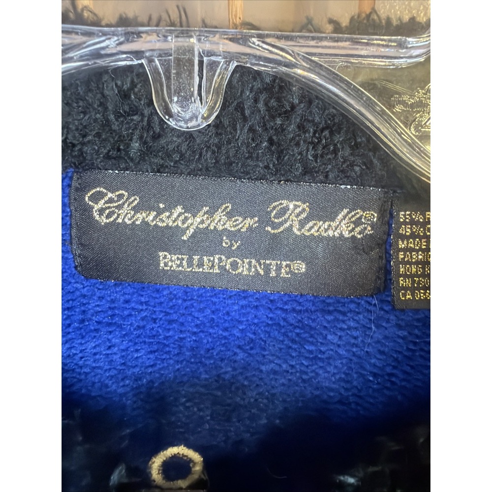 VTG Christopher Radko Christmas Zip Up Cardigan XL Beaded Nutcracker Blue - Picture 3 of 14
